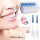 Interdental Silicone Brushes 40 Units Dental Toothpicks Brush Between Teeth Silicone Toothpicks with Thread Oral Cleaning Tools