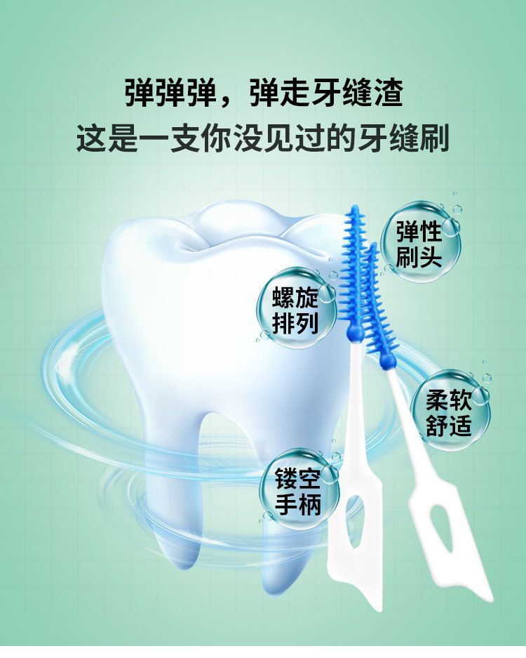 Interdental Silicone Brushes 40 Units Dental Toothpicks Brush Between Teeth Silicone Toothpicks with Thread Oral Cleaning Tools