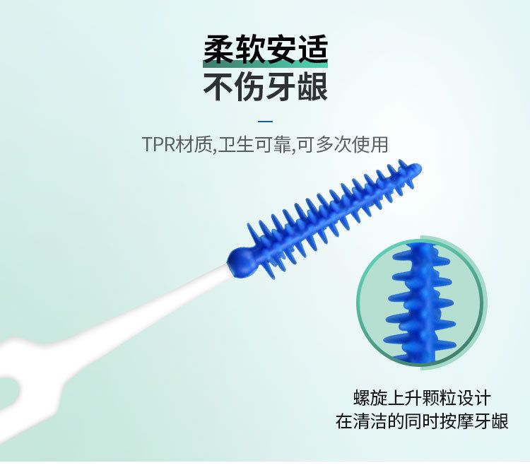 Interdental Silicone Brushes 40 Units Dental Toothpicks Brush Between Teeth Silicone Toothpicks with Thread Oral Cleaning Tools