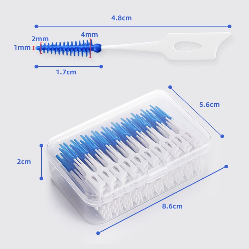 Interdental Silicone Brushes 40 Units Dental Toothpicks Brush Between Teeth Silicone Toothpicks with Thread Oral Cleaning Tools