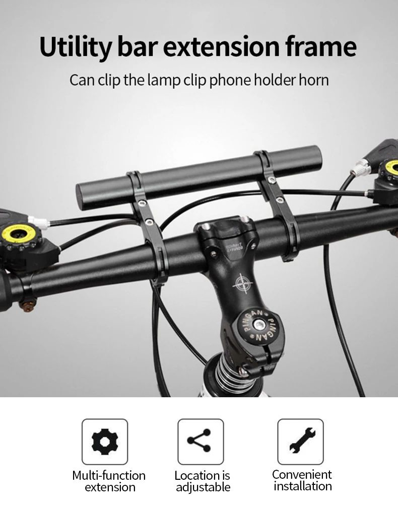 10cm/20cm Bicycle Handlebar Extended Bracket Bike Mount Bar Computer Holder Support Rack Alloy Stand Double Frame Bicycle Clip