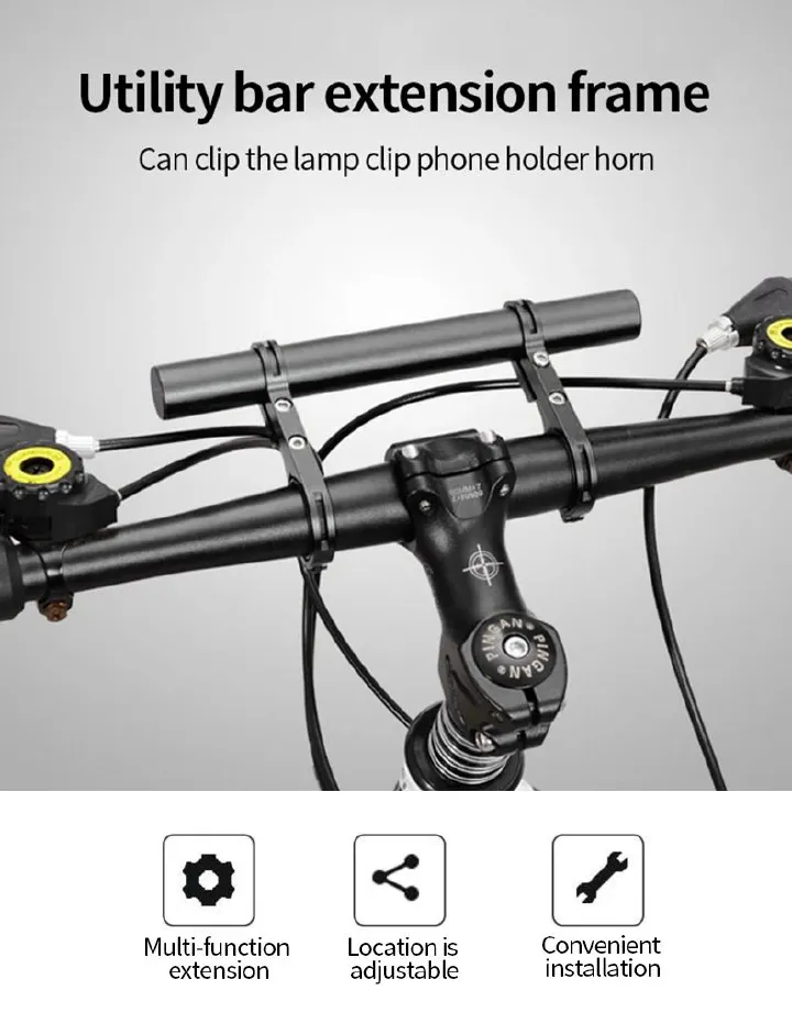 10cm/20cm Bicycle Handlebar Extended Bracket Bike Mount Bar Computer Holder Support Rack Alloy Stand Double Frame Bicycle Clip