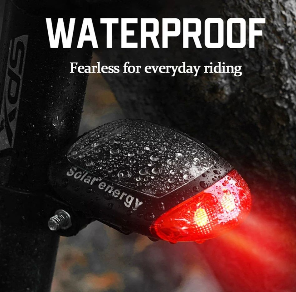 LED Solar Energy Bicycle Taillights Outdoor MTB Road Bike Warning Rear Lights Bicycle Accessories for Night Riding Safety