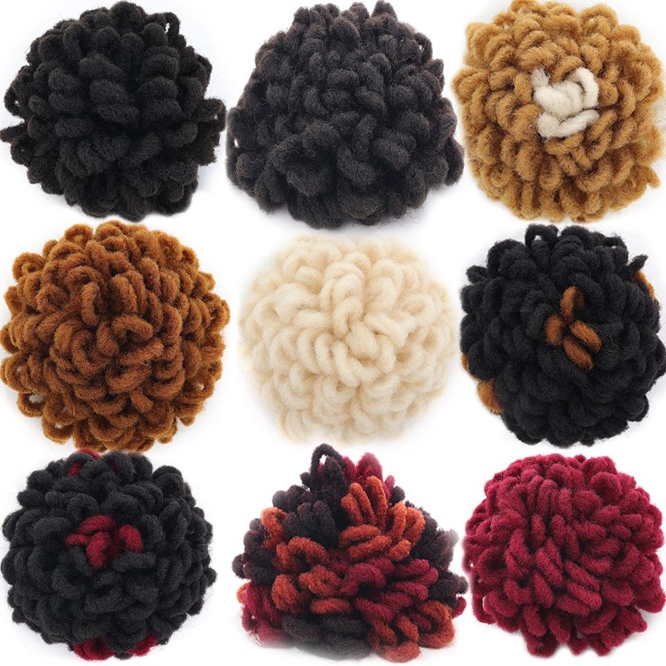 Synthetic DreadLock Afro Puff Hair Bun Chignon Drawstring Ponytail Faux Locs Clip In Pony Tail Hair Pieces for Black Women