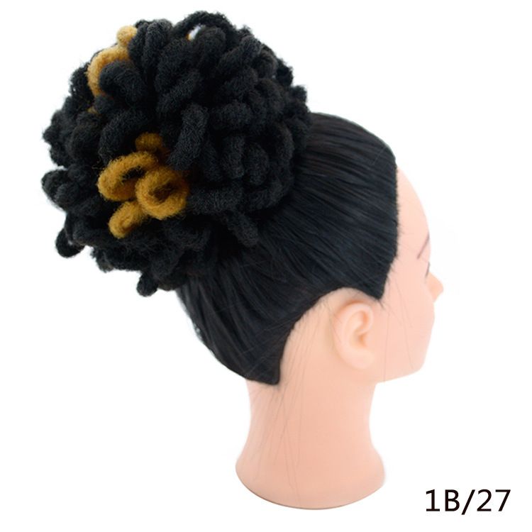 Synthetic DreadLock Afro Puff Hair Bun Chignon Drawstring Ponytail Faux Locs Clip In Pony Tail Hair Pieces for Black Women