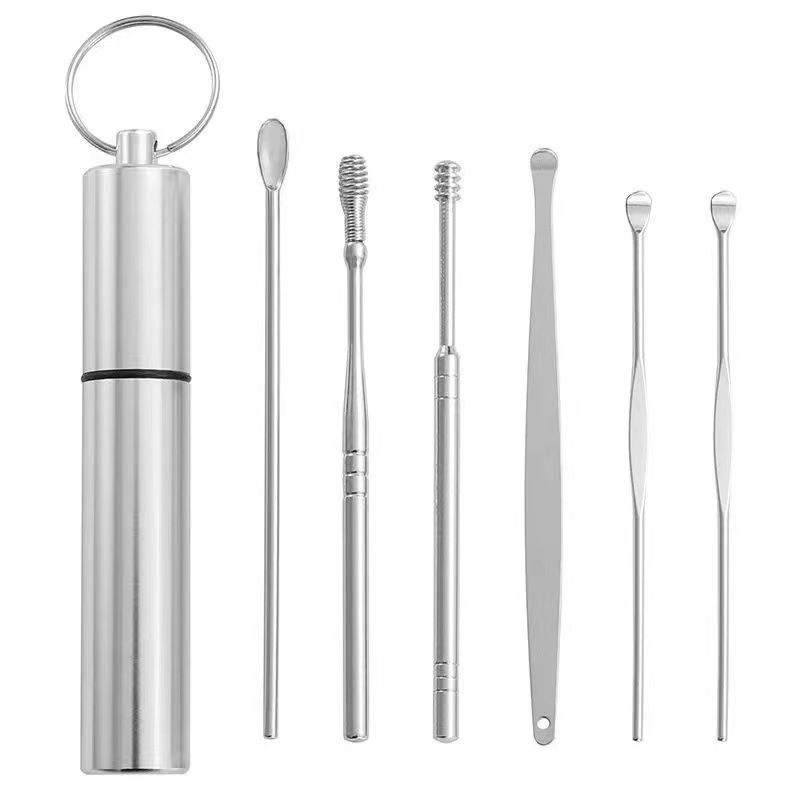 6Pcs/set ear cleaner Ear Wax Pickers  Ear Wax Pickers Stainless Steel Earpick Wax Remover piercing kit earwax Curette Spoon Care Ear Clean Toolear cleaner