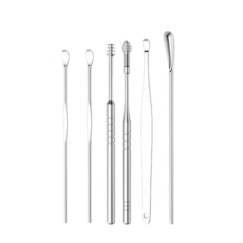 6Pcs/set ear cleaner Ear Wax Pickers  Ear Wax Pickers Stainless Steel Earpick Wax Remover piercing kit earwax Curette Spoon Care Ear Clean Toolear cleaner