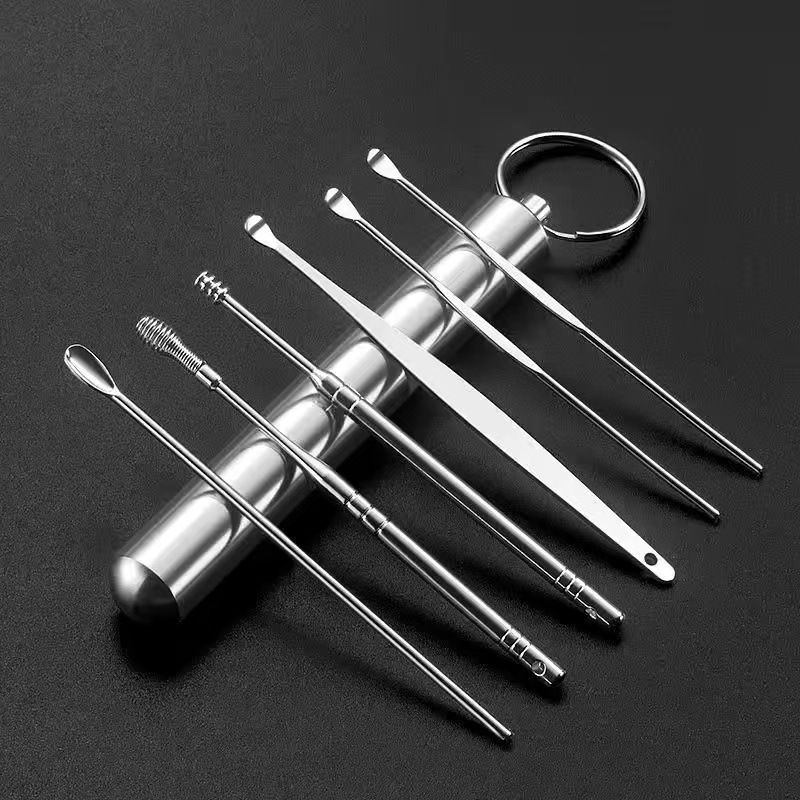 6Pcs/set ear cleaner Ear Wax Pickers  Ear Wax Pickers Stainless Steel Earpick Wax Remover piercing kit earwax Curette Spoon Care Ear Clean Toolear cleaner