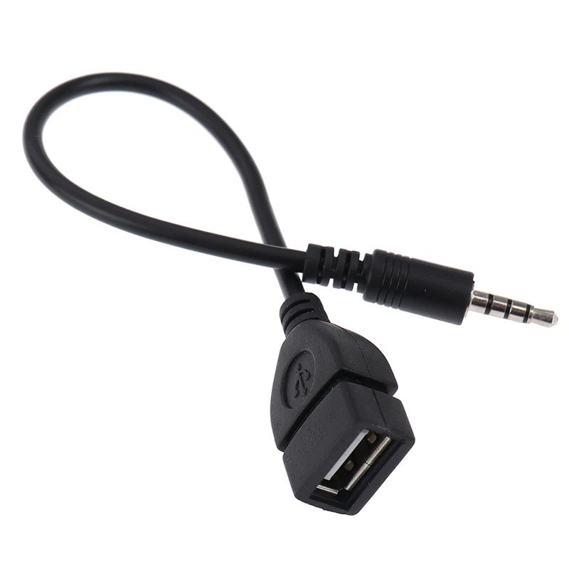 USB female to 3.5MM audio AUX cable 3.5 male round head to USB port plugged into U disk car mp3 data transmission cable