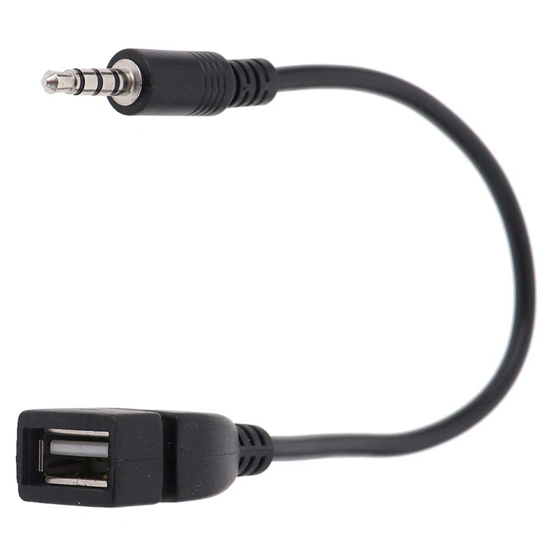 USB female to 3.5MM audio AUX cable 3.5 male round head to USB port plugged into U disk car mp3 data transmission cable