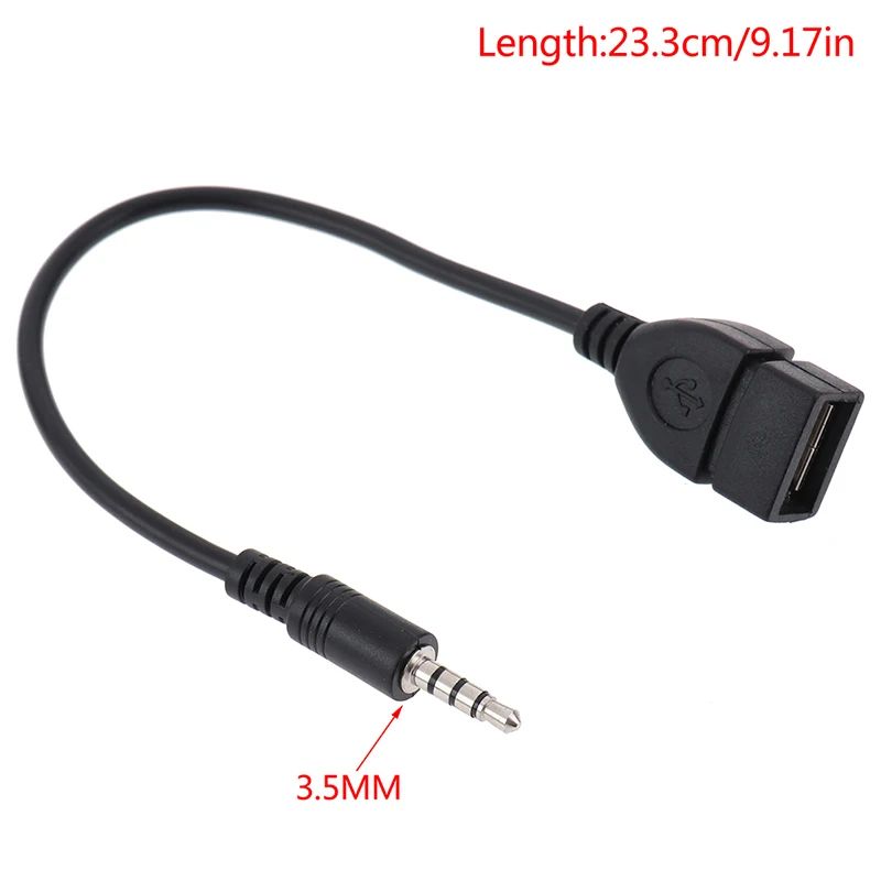 USB female to 3.5MM audio AUX cable 3.5 male round head to USB port plugged into U disk car mp3 data transmission cable