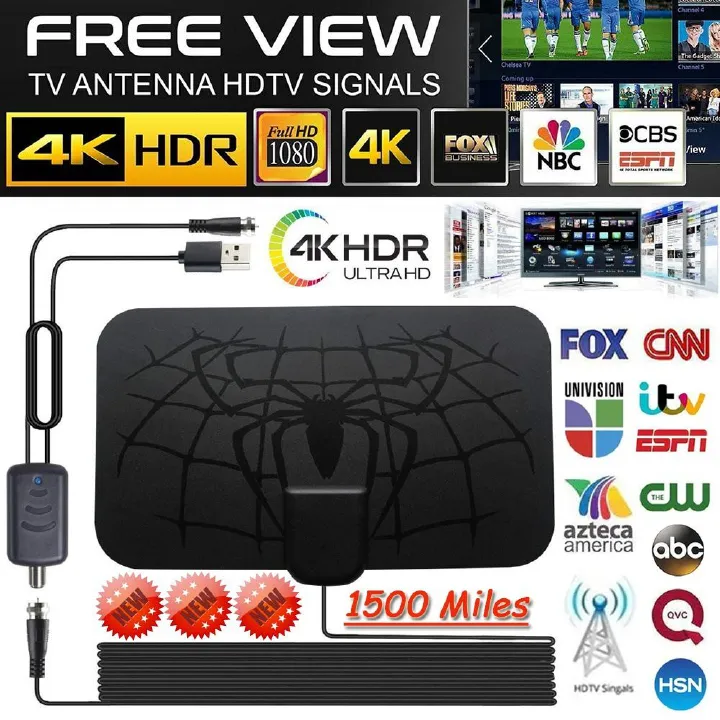 1500 miles indoor 4K Digital HDTV Indoor TV Antenna With Amplifier Signal Booster TV Radius Surf Fox Antena HD TV Antennas Aerial