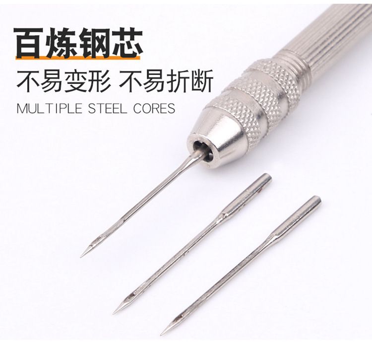 5Pcs/set Leather Sewing Kit Replaceable Needle with Awl Handle Set DIY Leathercraft Shoes Repair Tools Punch Stitching Needles