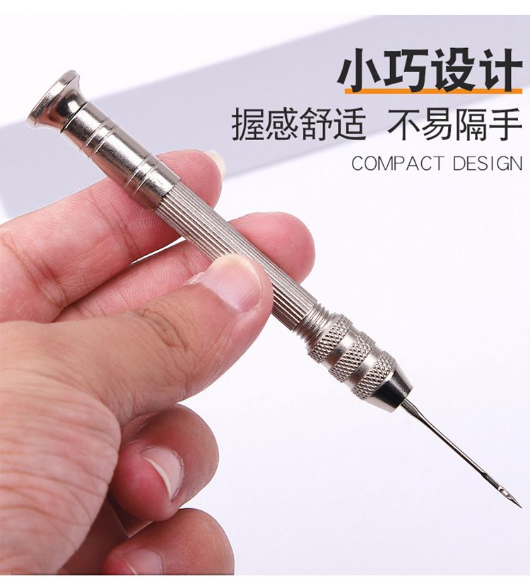 5Pcs/set Leather Sewing Kit Replaceable Needle with Awl Handle Set DIY Leathercraft Shoes Repair Tools Punch Stitching Needles