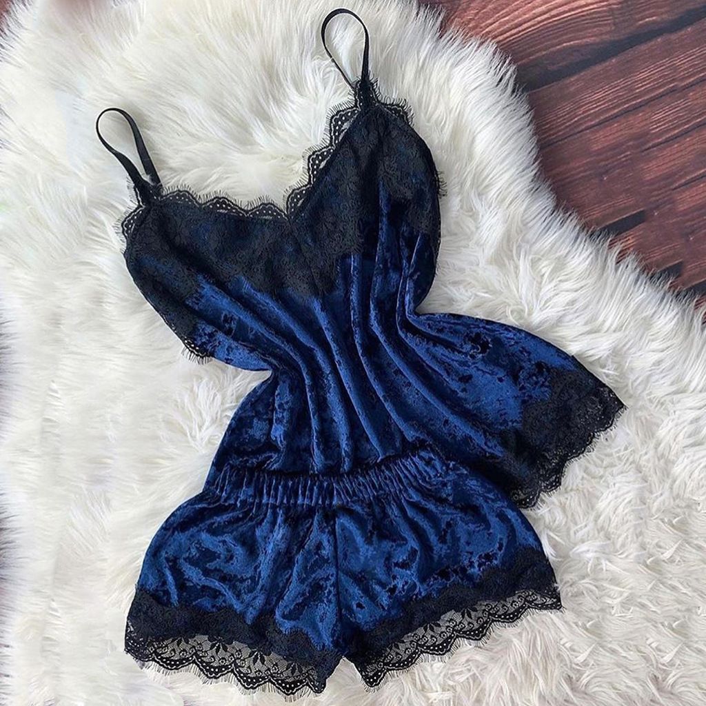 Sexy Lingerie Women Sleep Wear Camisole Bow Shorts V-Neck Tops Velvet Pajamas Sleepwear Women Clothing For Homewear
