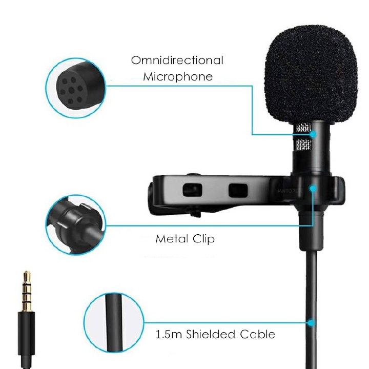Portable External 3.5mm Hands-free Mini Wired Clip-on Lapel Lavalier Microphone For PC Laptop