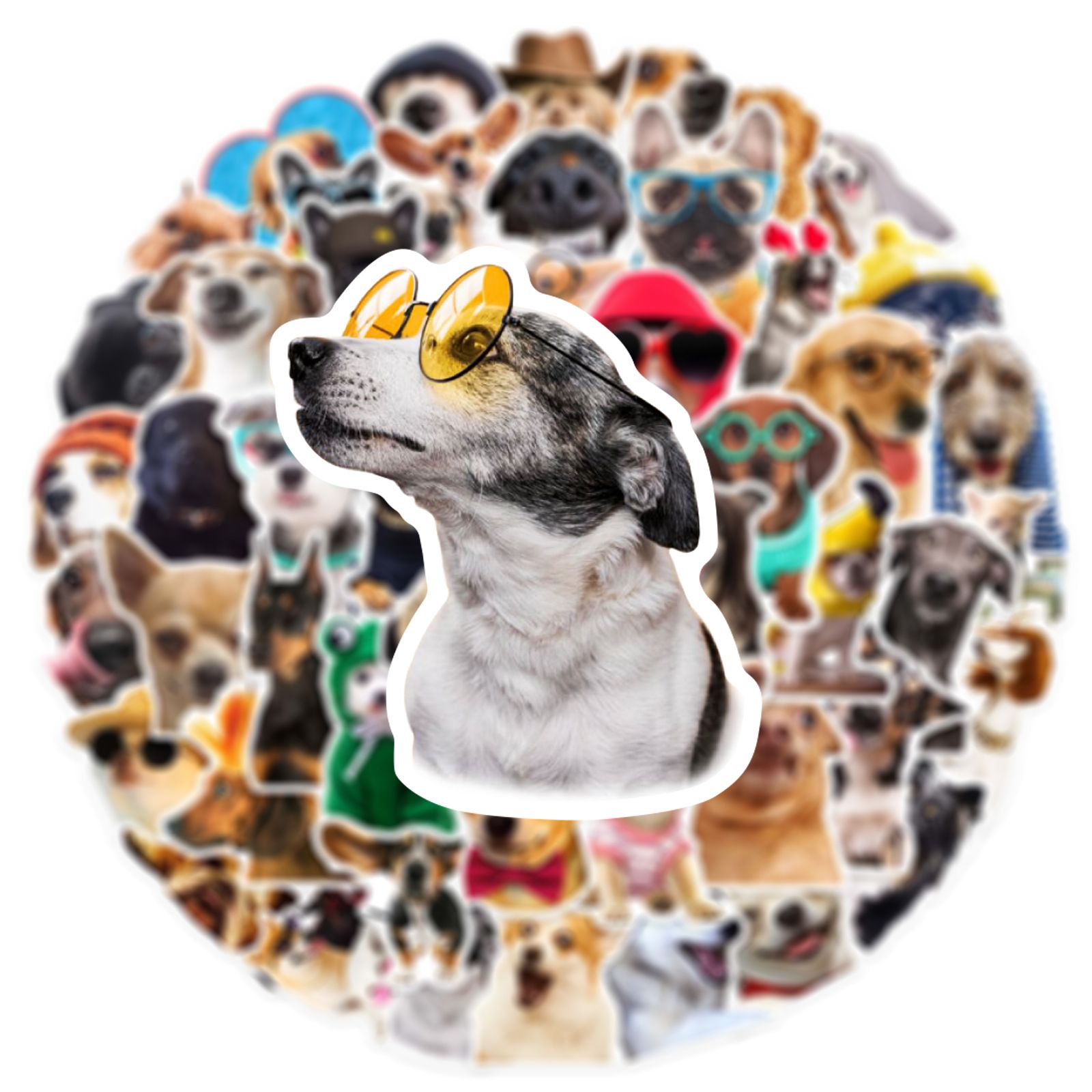 50 pcs Funny Dog Stickers Cartoon Cute Decals Toy Stationery Guitar Phone Bicycle Laptop Luggage Car Graffiti Kids Sticker