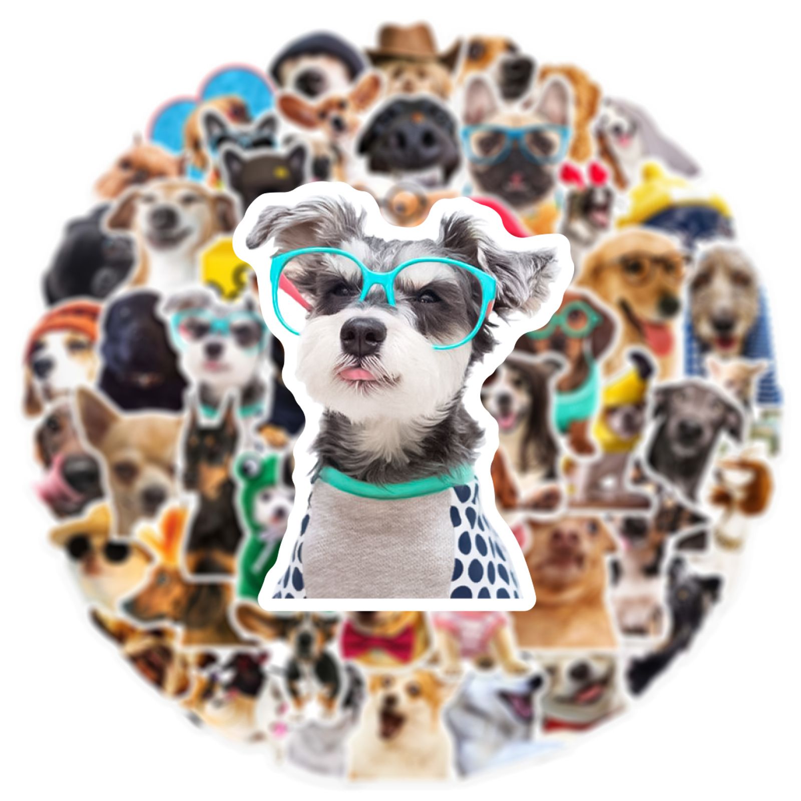 50 pcs Funny Dog Stickers Cartoon Cute Decals Toy Stationery Guitar Phone Bicycle Laptop Luggage Car Graffiti Kids Sticker