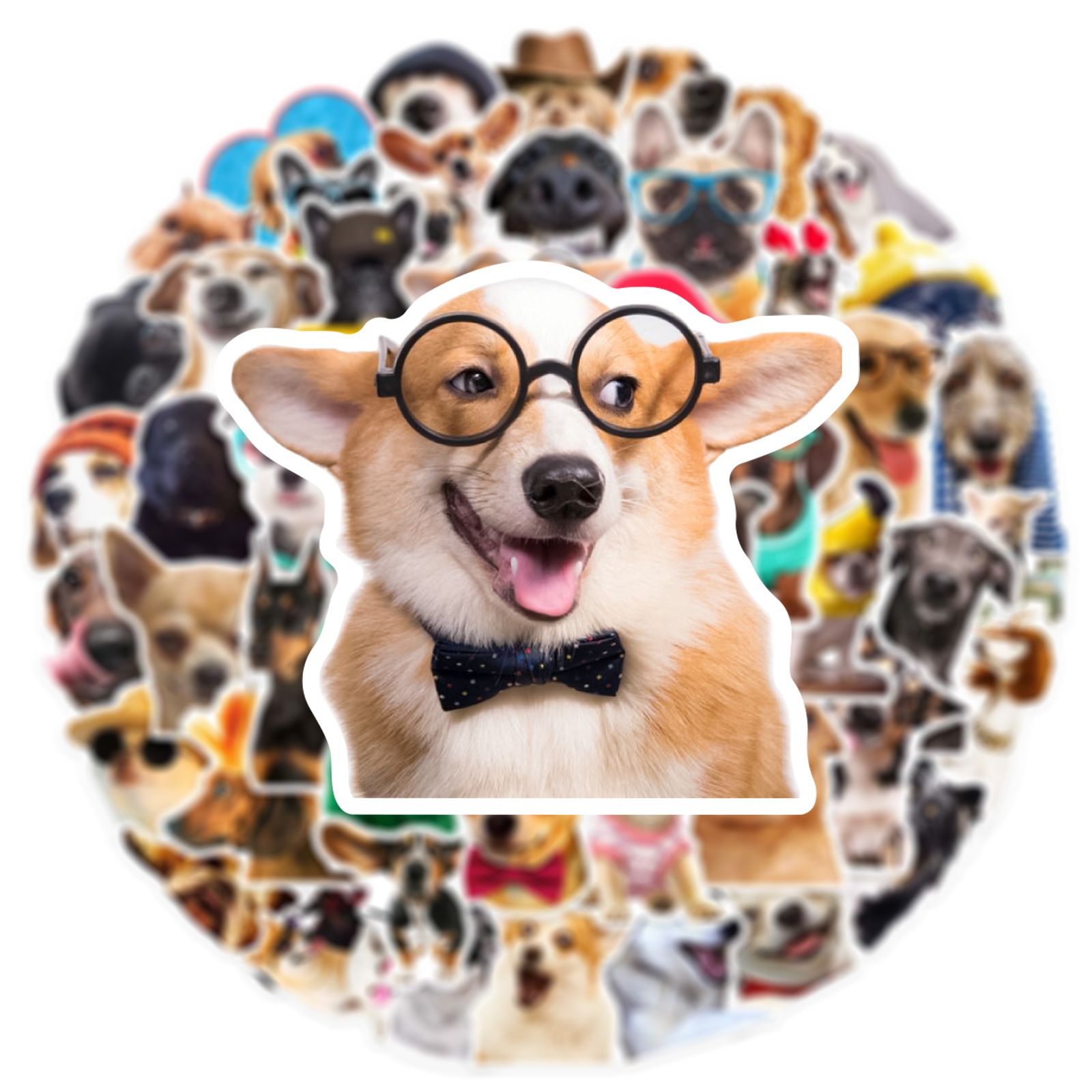 50 pcs Funny Dog Stickers Cartoon Cute Decals Toy Stationery Guitar Phone Bicycle Laptop Luggage Car Graffiti Kids Sticker
