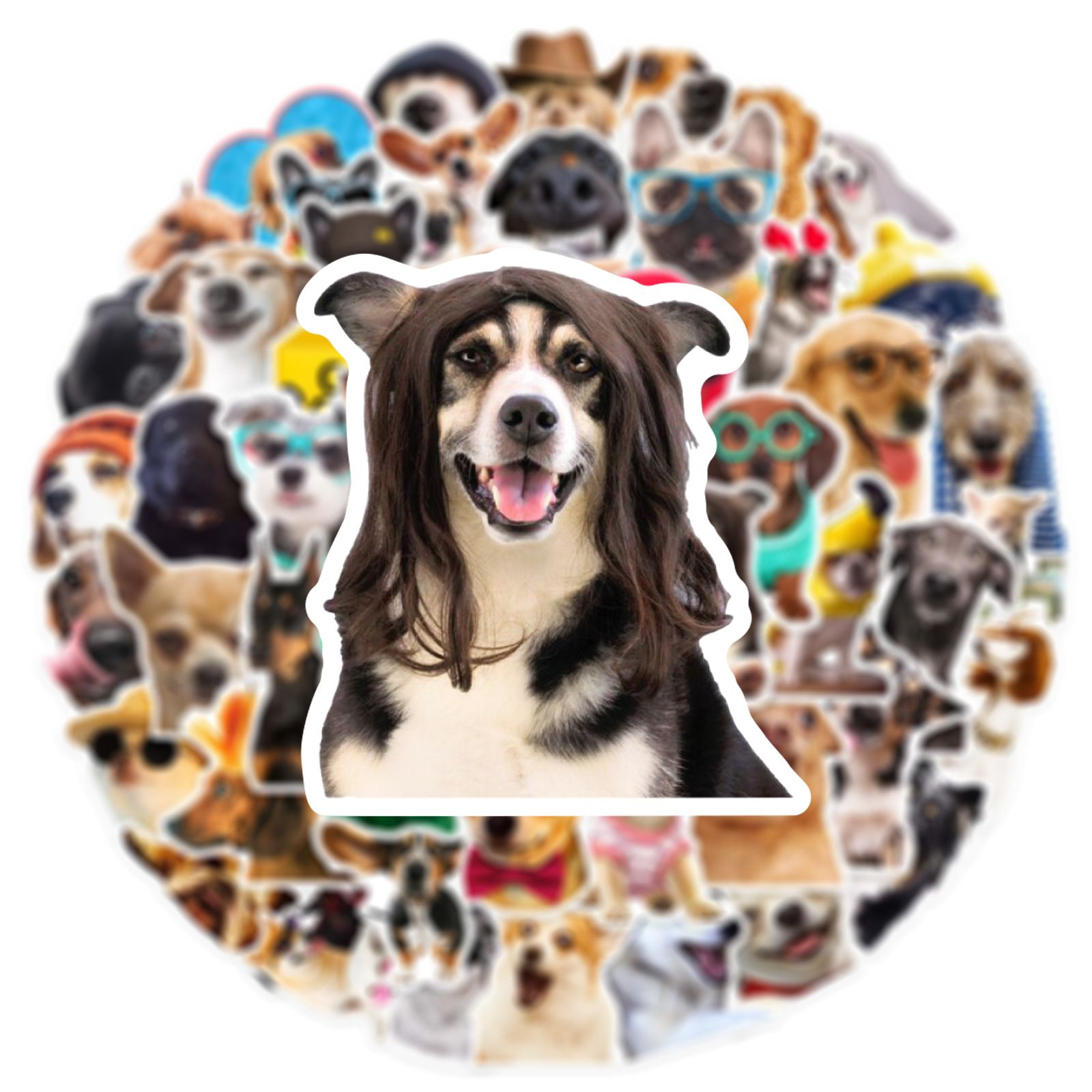 50 pcs Funny Dog Stickers Cartoon Cute Decals Toy Stationery Guitar Phone Bicycle Laptop Luggage Car Graffiti Kids Sticker