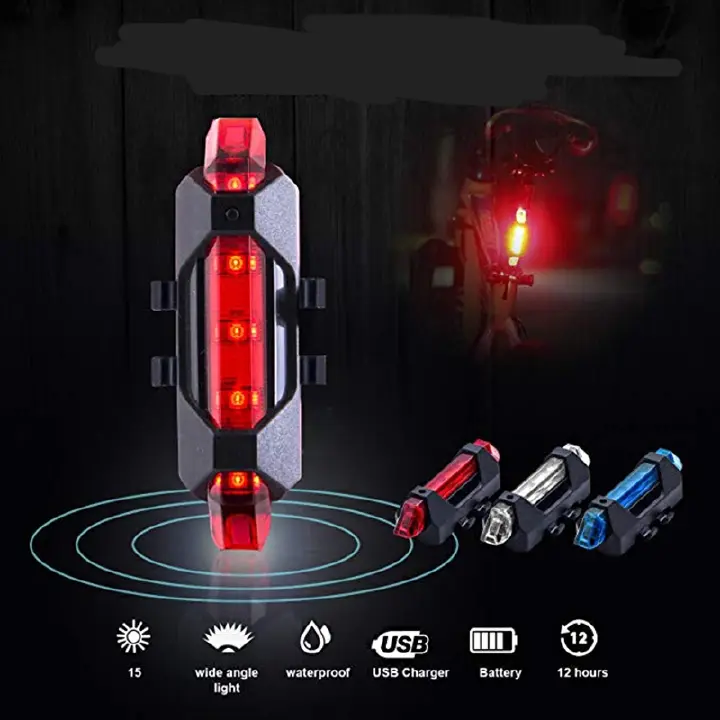 3 PCS Bike Bicycle light Rechargeable LED Taillight USB Cycling light Portable Flash Light