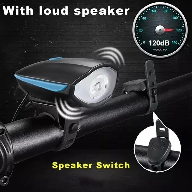 Bicycle Light Front Rechargeable Lamp 120DB Bike horn Light Headlight Waterproof LED MTB Cycling Flashlight Bike Accessories