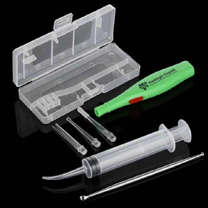 Tonsil Stone Remover Tool LED Light Earpick Steel Earwax Remover 3 Tips Irrigator Clean Ear Care Wax Cleaning Tools