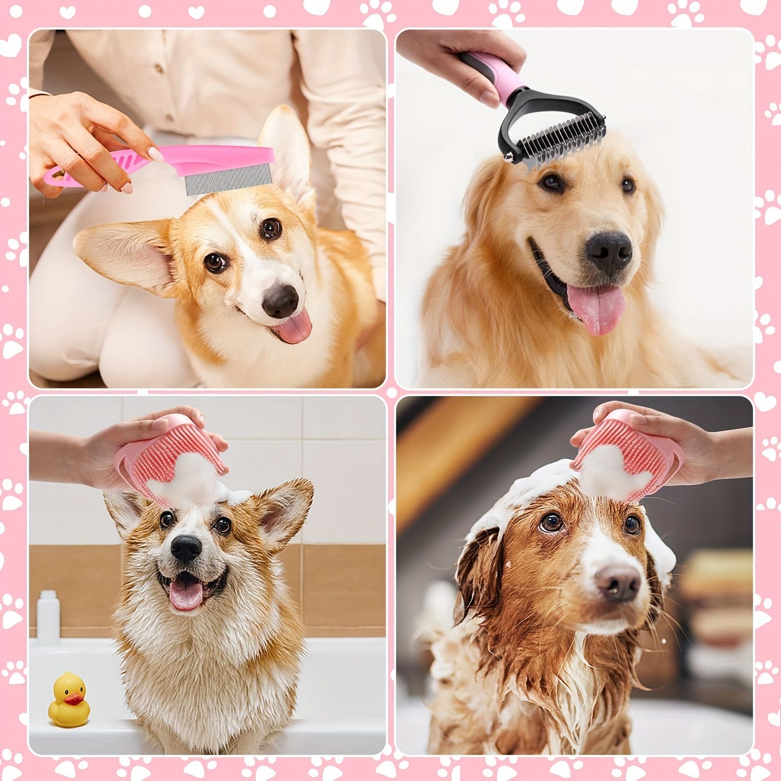 8pcs Dog Brush Grooming Set Pet Cleaning Set Pet Nail Clippers & Files Pet Shampoo Brushes Hair Removal Brushes Toothbrush