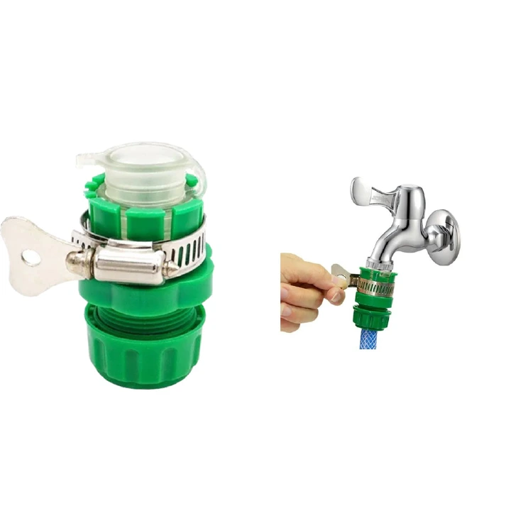 Garden Water Hose Connector with Clamp 1/2 Inch Adjustable Garden Hose Pipe Tube Tap Adapter Quick Connect