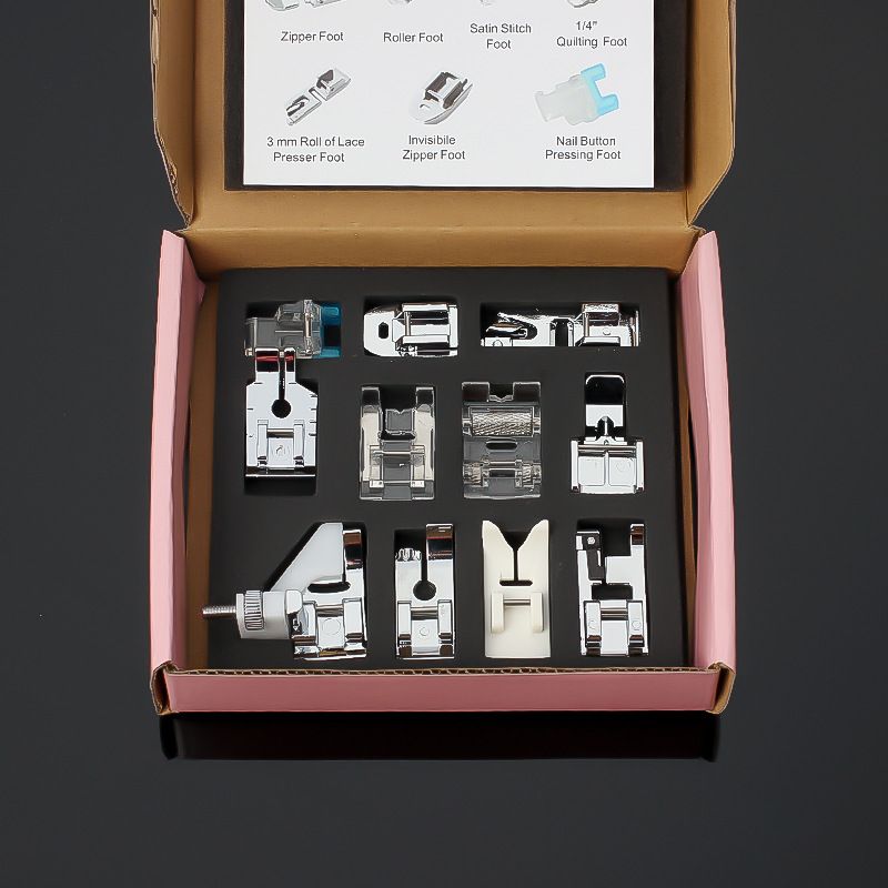 11pcs Domestic Sewing Machine Presser Foot Feet For Household Multi-functional Sewing Machines