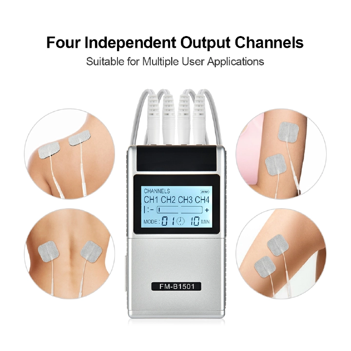 15 Modes 4 Output Electric EMS TENS Machine Muscle Stimulator with Electrode Pads Health Care