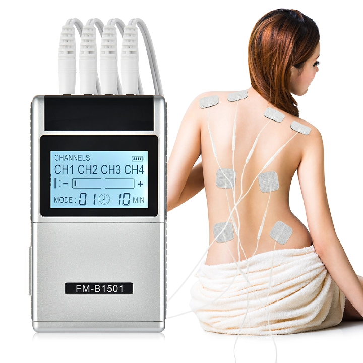 15 Modes 4 Output Electric EMS TENS Machine Muscle Stimulator with Electrode Pads Health Care