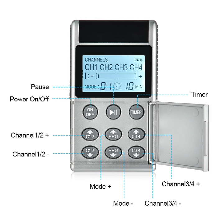 15 Modes 4 Output Electric EMS TENS Machine Muscle Stimulator with Electrode Pads Health Care
