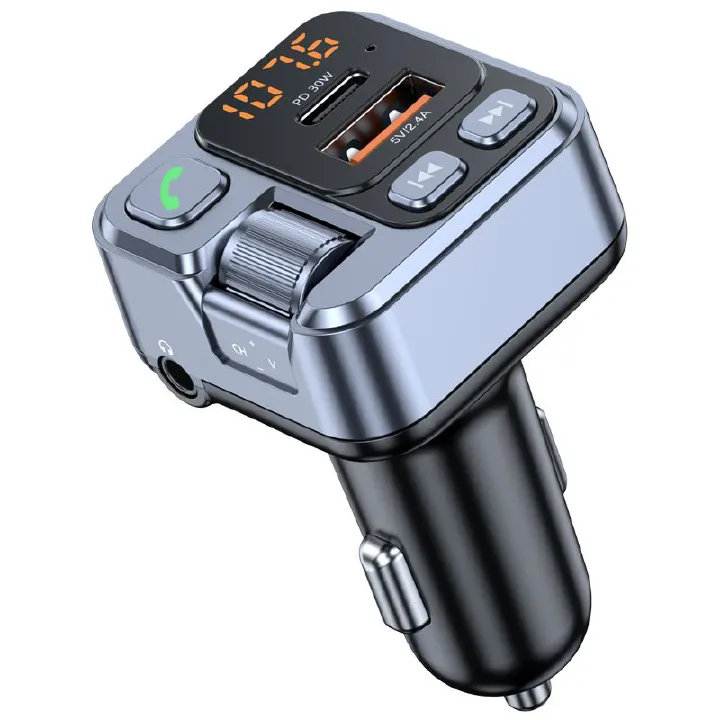 Bluetooth 5.1 Car Charger Fast Charging Voltmeter FM Transmitter Car Radio Modulator MP3 Player USB Super Quick Charge Adapter