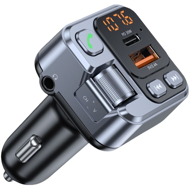 Bluetooth 5.1 Car Charger Fast Charging Voltmeter FM Transmitter Car Radio Modulator MP3 Player USB Super Quick Charge Adapter