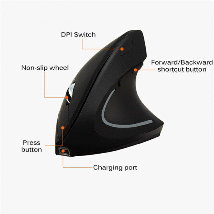 Rechargable 2.4G Wireless Mouse Ergonomic Design 6 Buttons USB Vertical Mouse for Computer Laptop