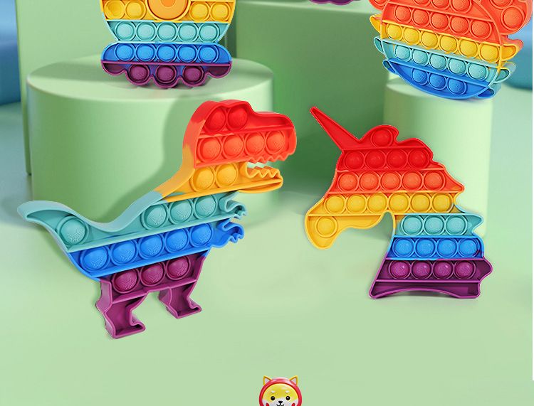 Rainbow Pop Push Bubble Fidget Toys for Boys and Girls, Anti Stress Sensory Toy, Stress Relief Toys New Pop Fidget Push Bubble Fidget Sensory Toy Autism Special Needs Squeeze Funny Dinosaur Owl