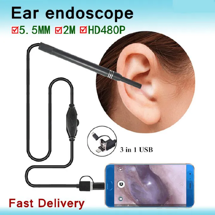 5.5mm In Ear Cleaning Endoscope Spoon Mini Camera Ear Picker EarWax Removal Visual Ear Mouth Nose Otoscope Visual Earwax Cleaning Tool Camera Otoscope Ear Endoscopes