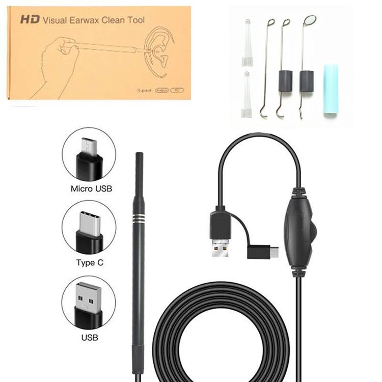 5.5mm In Ear Cleaning Endoscope Spoon Mini Camera Ear Picker EarWax Removal Visual Ear Mouth Nose Otoscope Visual Earwax Cleaning Tool Camera Otoscope Ear Endoscopes