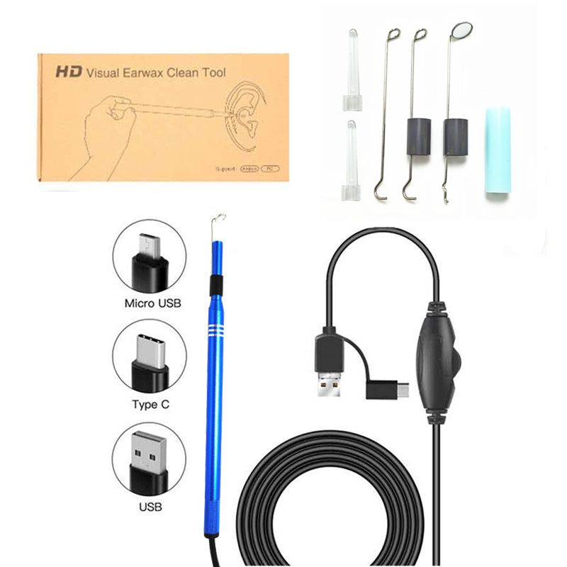 5.5mm In Ear Cleaning Endoscope Spoon Mini Camera Ear Picker EarWax Removal Visual Ear Mouth Nose Otoscope Visual Earwax Cleaning Tool Camera Otoscope Ear Endoscopes
