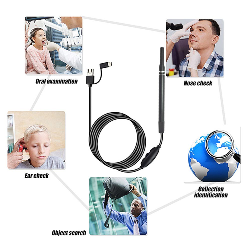 5.5mm In Ear Cleaning Endoscope Spoon Mini Camera Ear Picker EarWax Removal Visual Ear Mouth Nose Otoscope Visual Earwax Cleaning Tool Camera Otoscope Ear Endoscopes