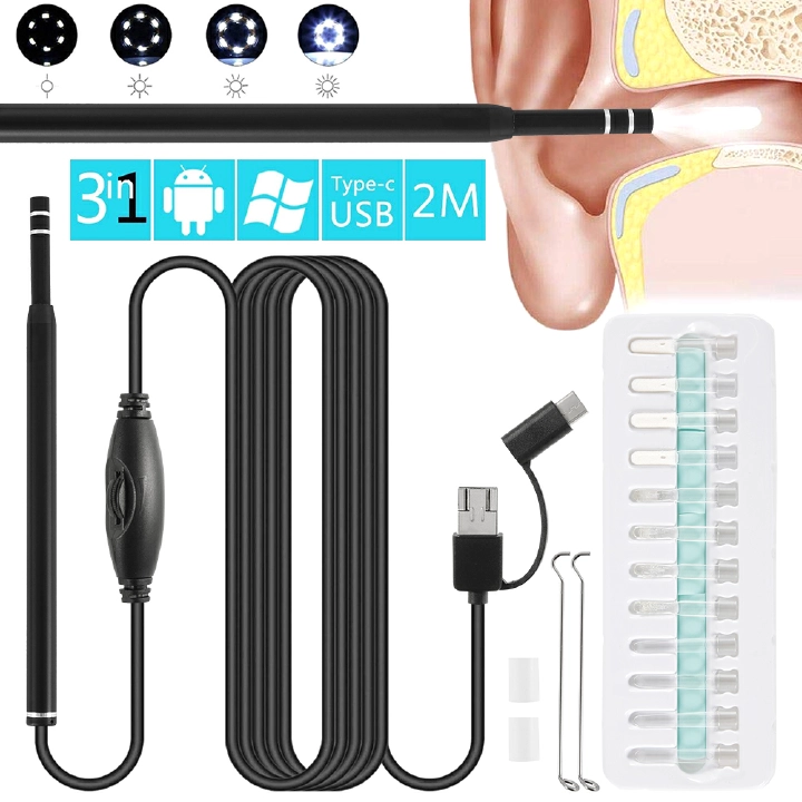 5.5mm In Ear Cleaning Endoscope Spoon Mini Camera Ear Picker EarWax Removal Visual Ear Mouth Nose Otoscope Visual Earwax Cleaning Tool Camera Otoscope Ear Endoscopes