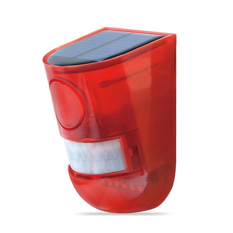 New Solar Infrared Motion Sensor Alarm With 110db Siren Strobe Light For Home Garden Carage Shed Carvan Security Alarm System,Light Warning Solar Alarm IP65 Waterproof Motion Sensor Alarm Lamp