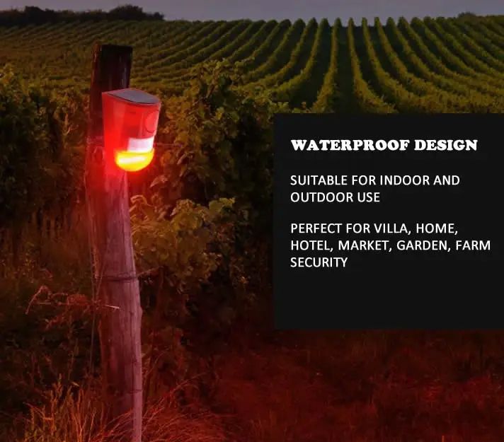 New Solar Infrared Motion Sensor Alarm With 110db Siren Strobe Light For Home Garden Carage Shed Carvan Security Alarm System,Light Warning Solar Alarm IP65 Waterproof Motion Sensor Alarm Lamp