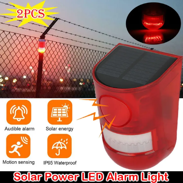 New Solar Infrared Motion Sensor Alarm With 110db Siren Strobe Light For Home Garden Carage Shed Carvan Security Alarm System,Light Warning Solar Alarm IP65 Waterproof Motion Sensor Alarm Lamp