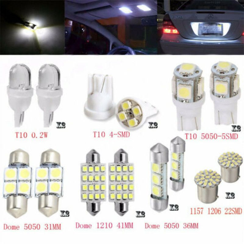 14pcs/28pcs/42PCS Car Interior Package Map Dome License Plate Mixed LED Light Accessories Kits
