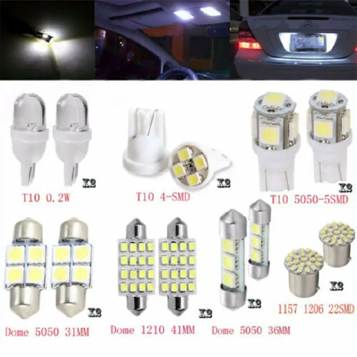 14pcs/28pcs/42PCS Car Interior Package Map Dome License Plate Mixed LED Light Accessories Kits