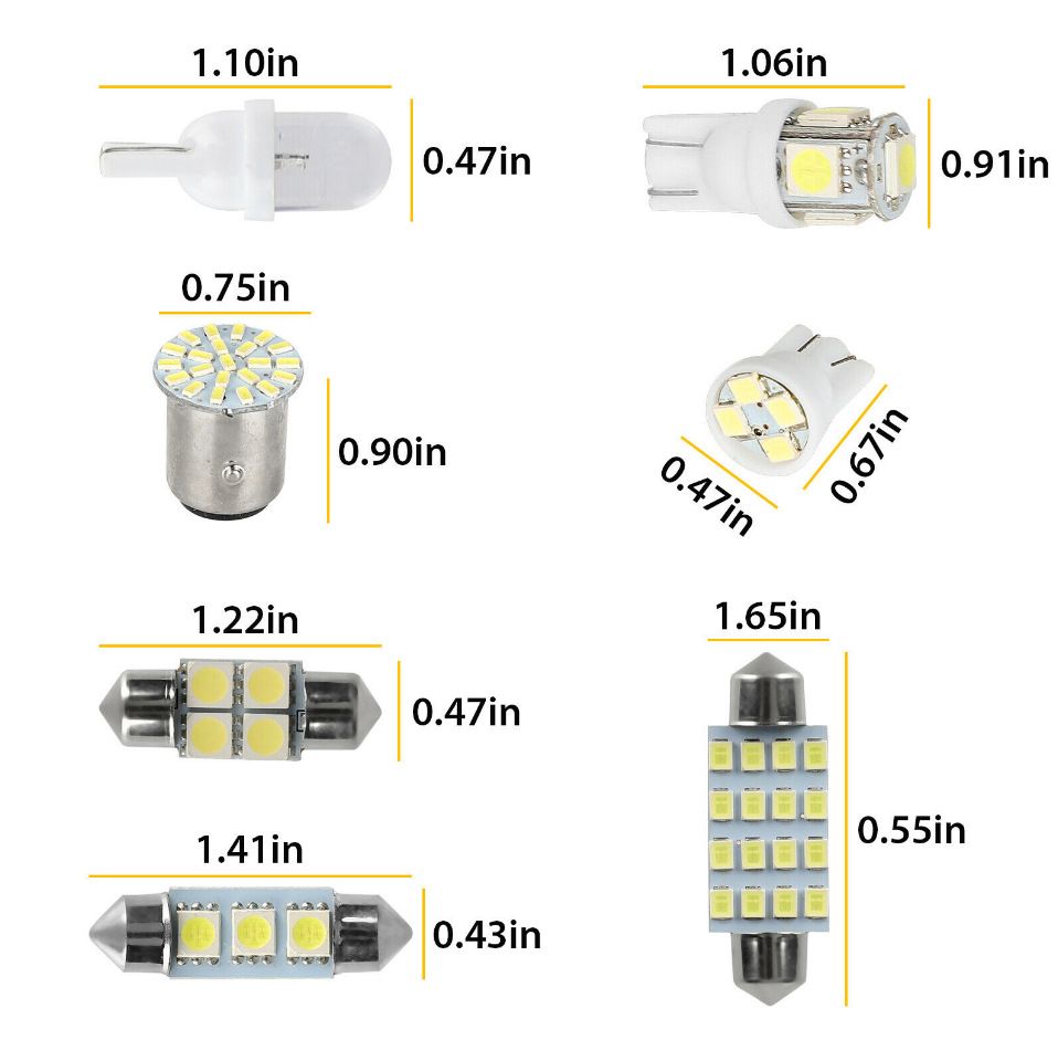 14pcs/28pcs/42PCS Car Interior Package Map Dome License Plate Mixed LED Light Accessories Kits