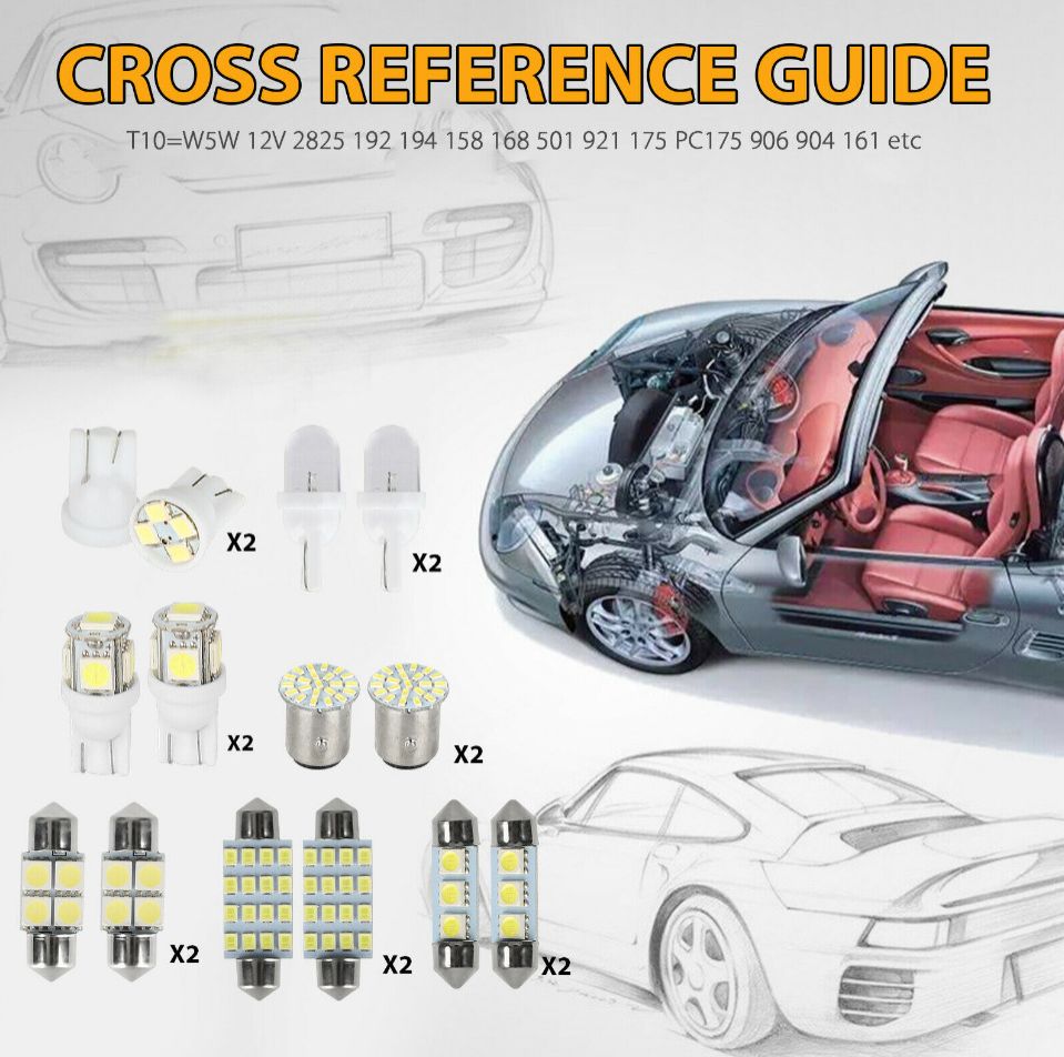 14pcs/28pcs/42PCS Car Interior Package Map Dome License Plate Mixed LED Light Accessories Kits