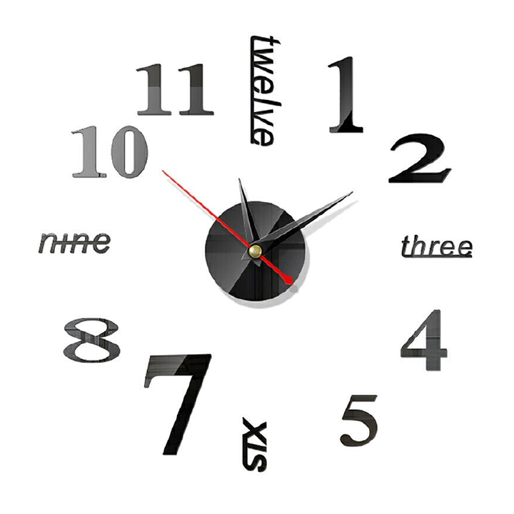 Wall Clock Living Room DIY 3D Home Decoration Mirror Art Design, DIY Wall Clock 3D Mirror Surface Sticker Home Office Decor Clock